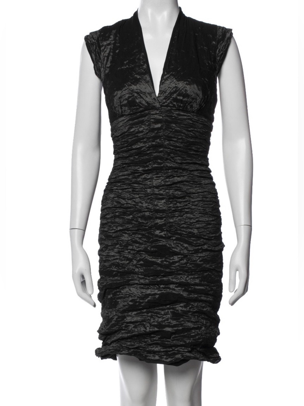 Nicole Miller Collection Size 4 Blue Metallic Ruched Bodycon Dress
